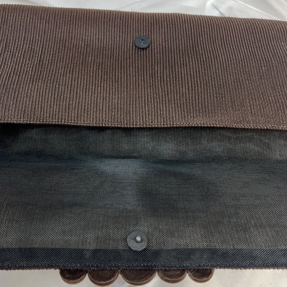Ultimo Brown Silk Crepe Large Clutch Bag